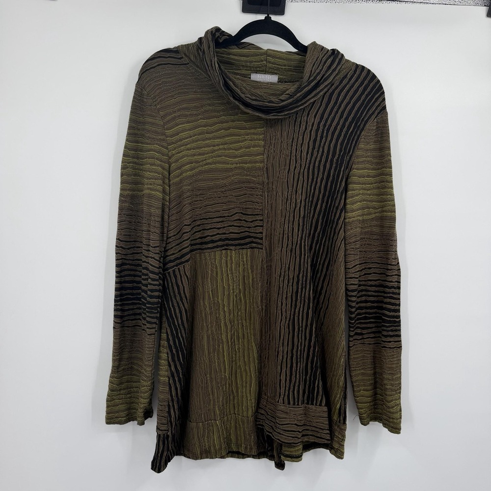 Habitat Tunic Womens Small Green Cowl Neck Long Sleeve Knit Lagenlook Boxy